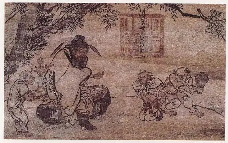Zhong Kui catching a small ghost, as in Emperor Xuanzong's dream