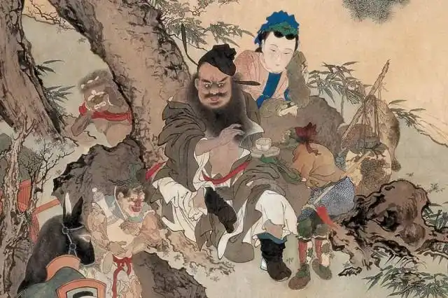 Painting of the wedding procession in Zhong Kui Marries His Sister